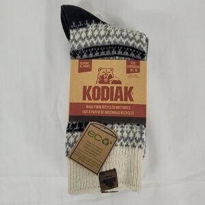 Kodiak Unisex Socks Thermal Wool Crew New 2 Pair Pack Men 6-9 Women 6-10 NWT